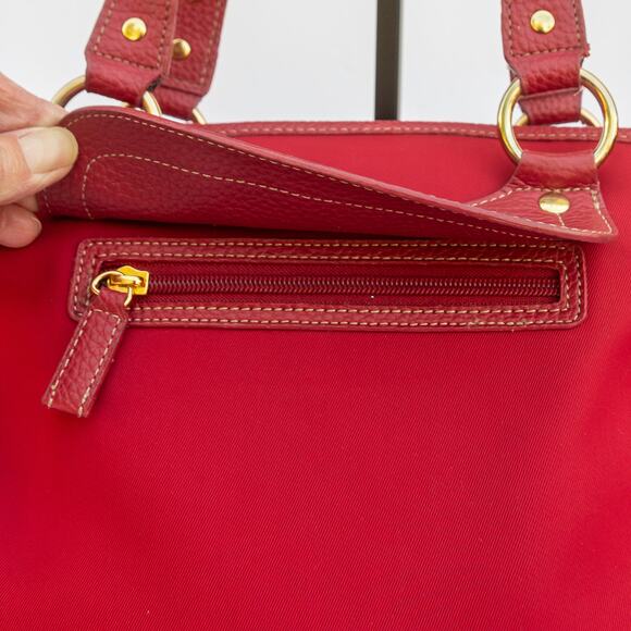 Vintage Y2K Purse MAXX NEW YORK Red Canvas Leather Tote Shoulder Bag Handbag - Picture 10 of 13